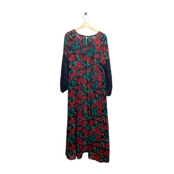 Torrid Floral Chiffon Long Duster Green Size 1X Bohemian Coastal Festival Hippie - Picture 11 of 13